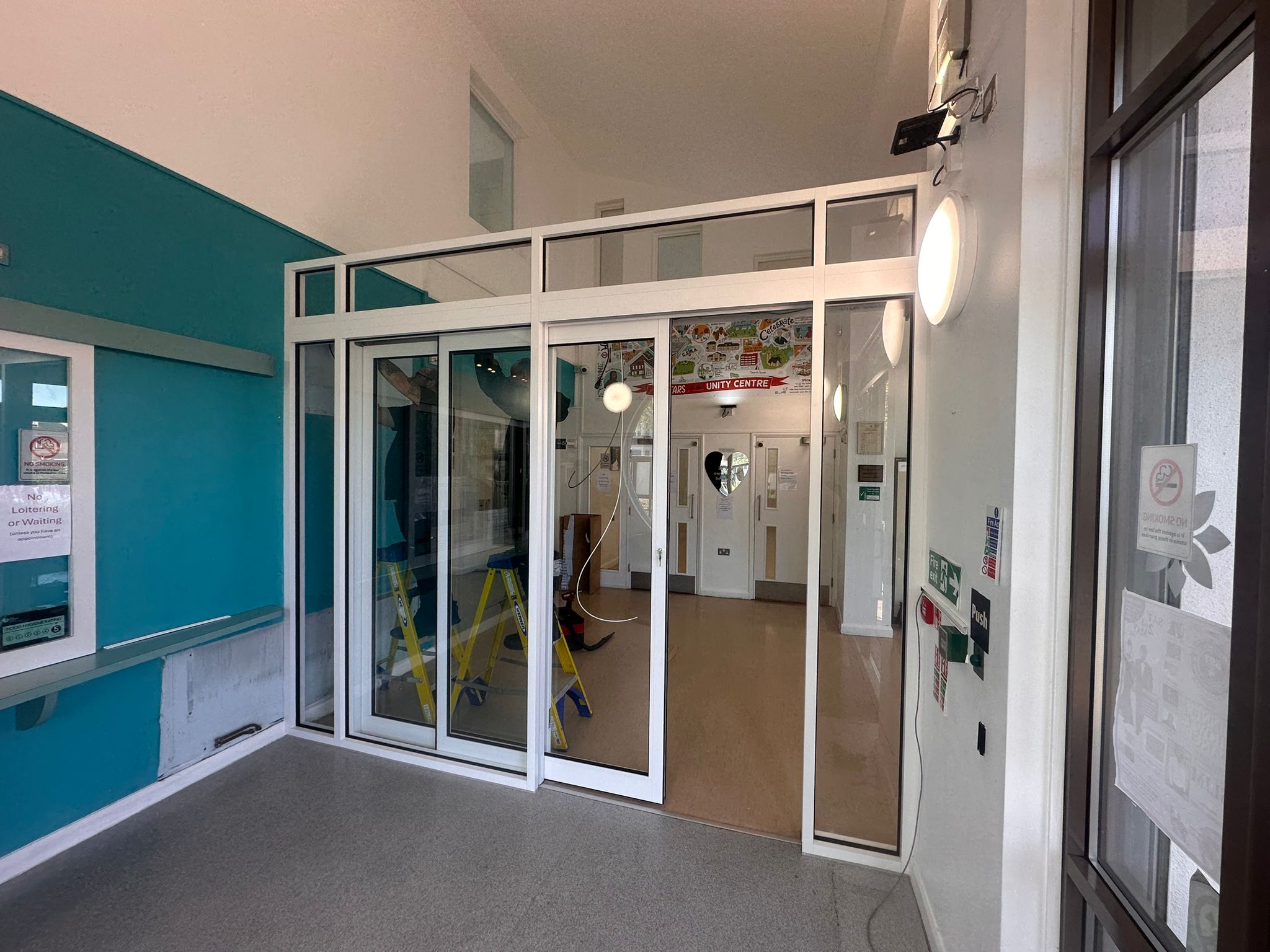 Hospital automatic door installation by AluGlass Solutions
