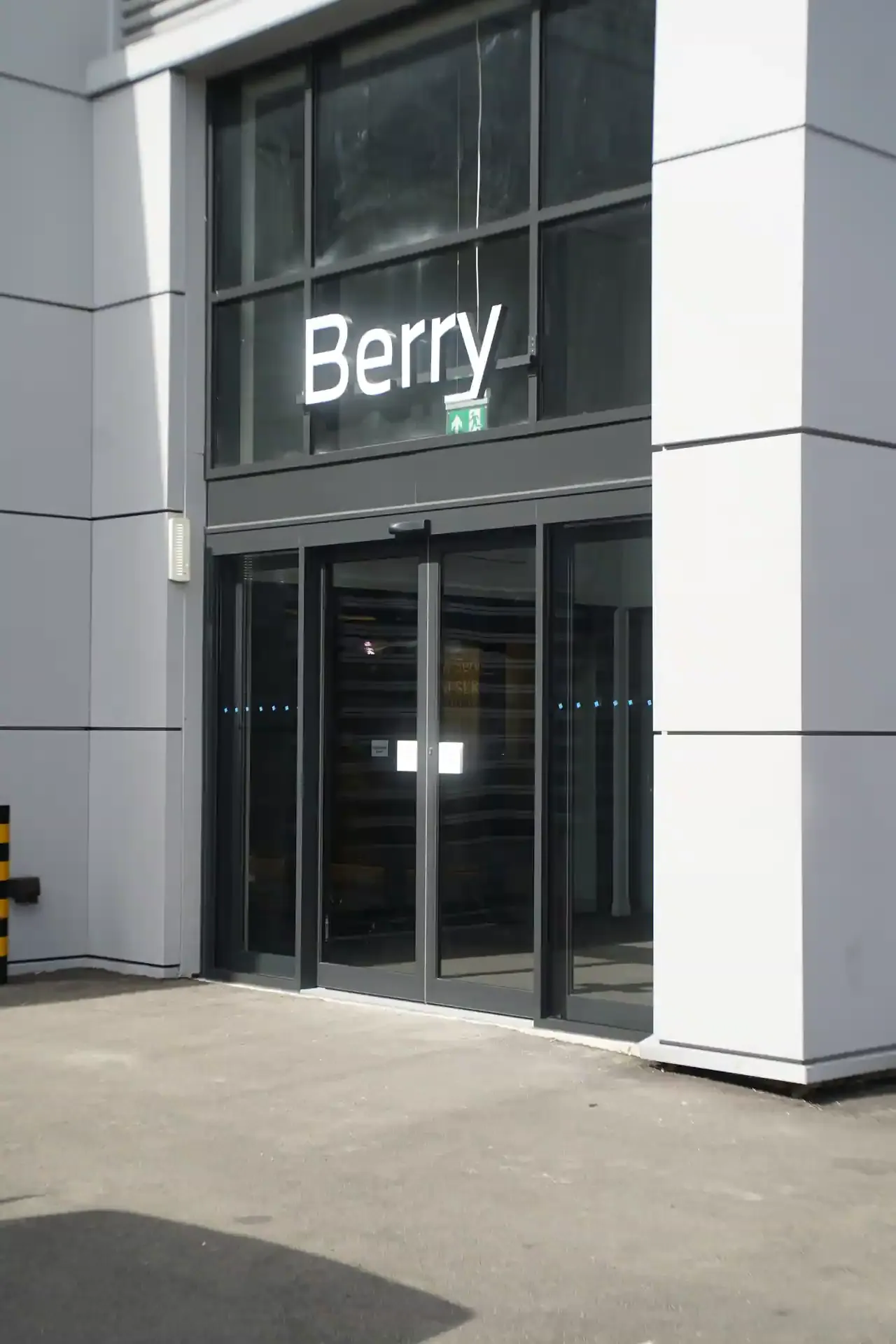 The completed automatic doors at BMW Berry Showroom, closed