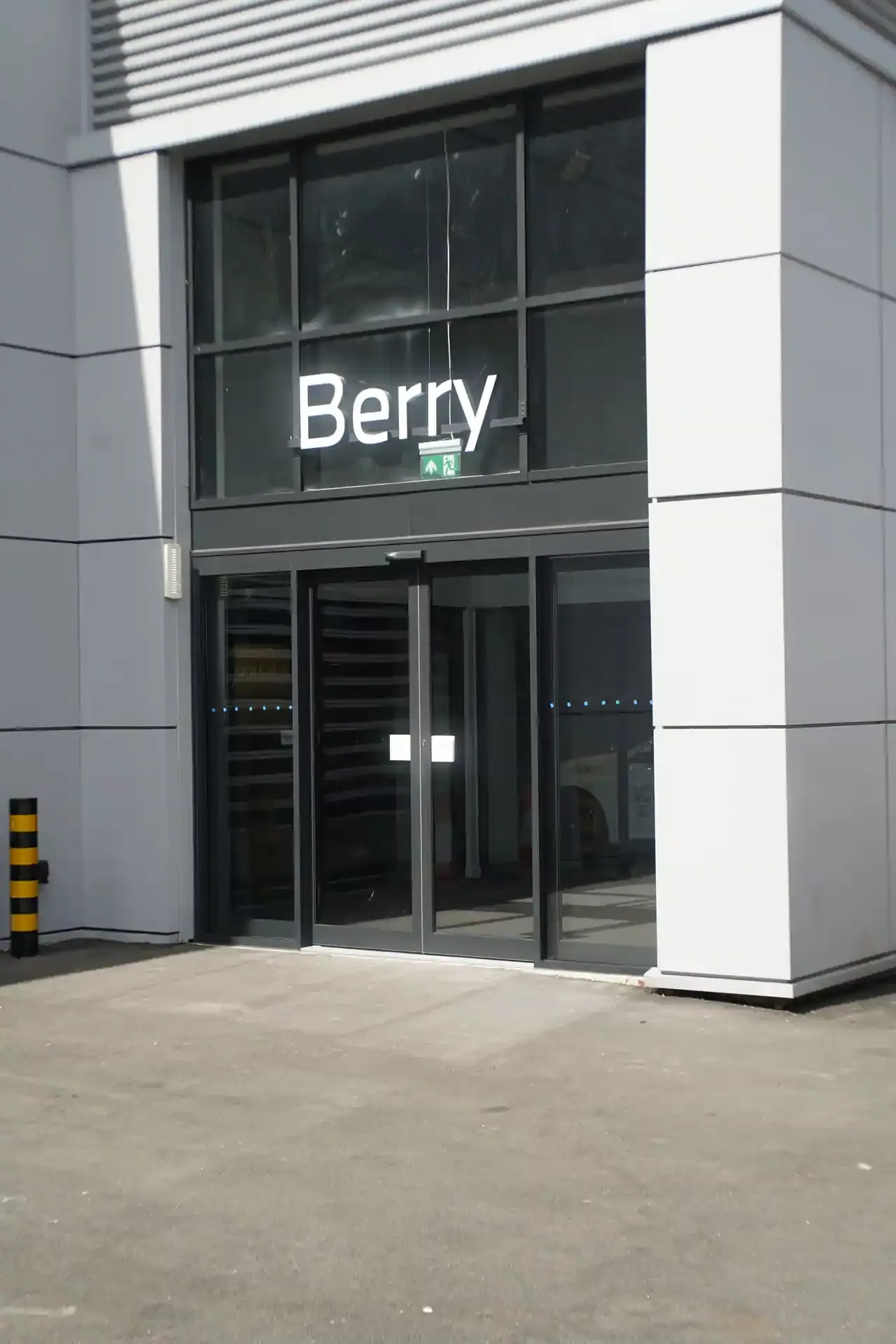 The BMW Berry Showroom building and completed entrance, Brentford