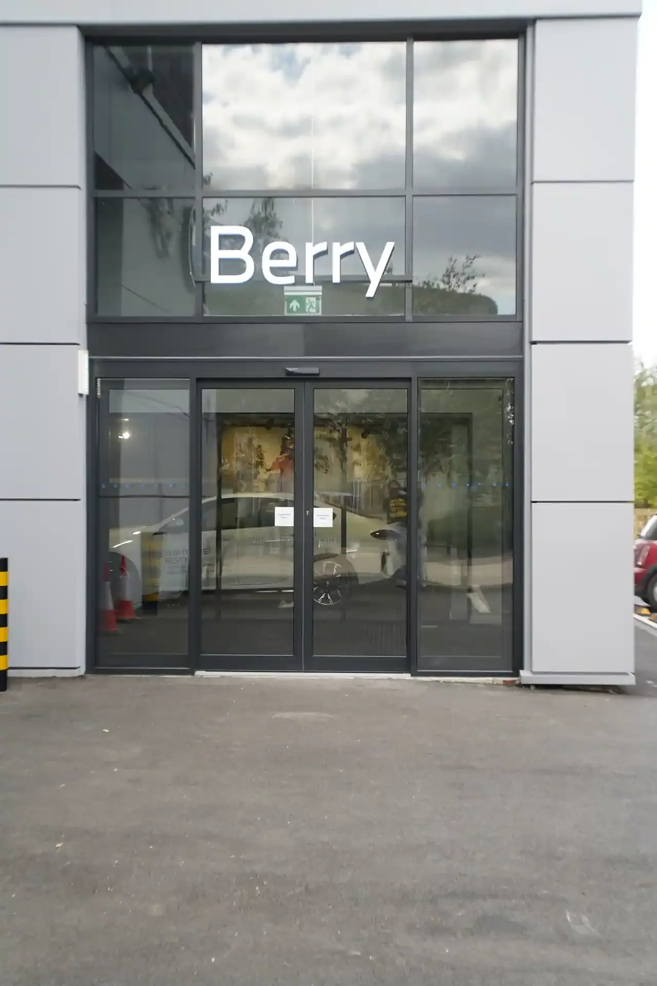 The completed automatic entrance at BMW Berry Showroom, Brentford